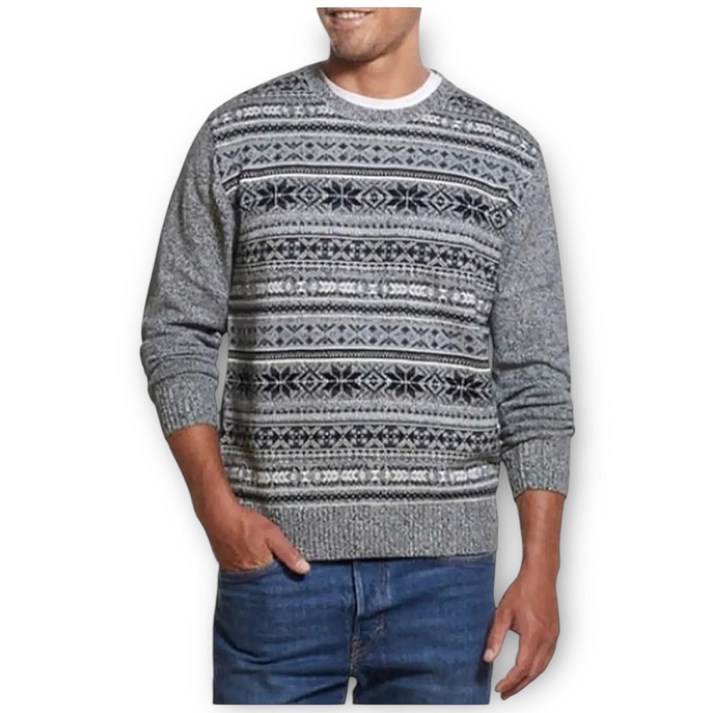 NWOT Weatherproof Vintage Men’s Fair Isle Cotton Sweater Large (Newsprint)